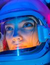 Woman in Blue Helmet