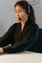 A Woman Talking on a Headset