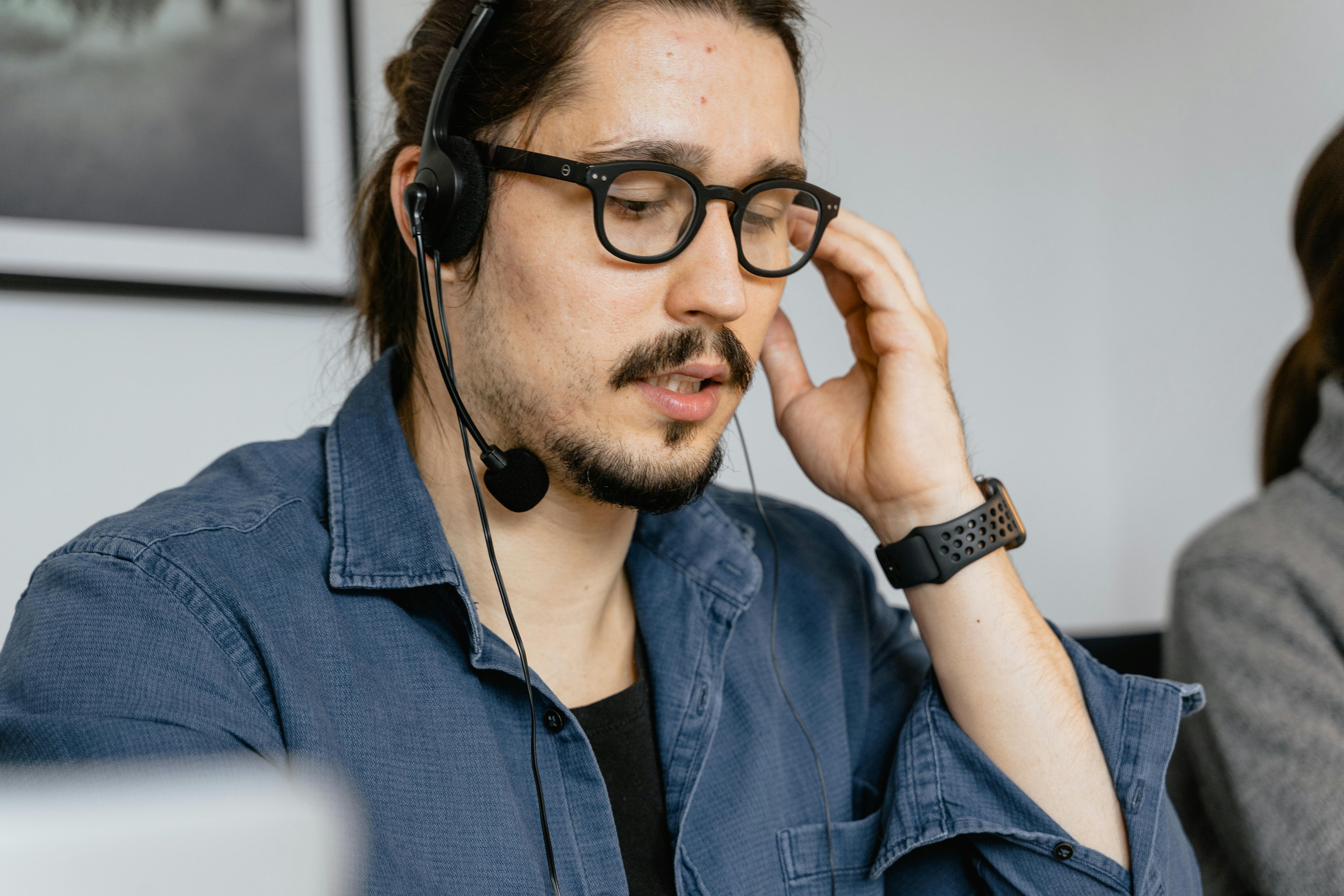 close up of a man working at the office