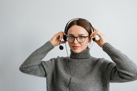 Confident woman with a headset providing professional customer support indoors.