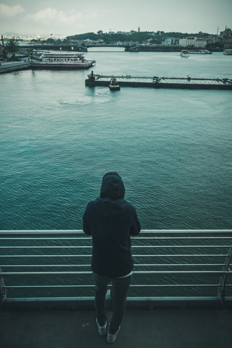 Back View Of A Person Looking At The Ocean