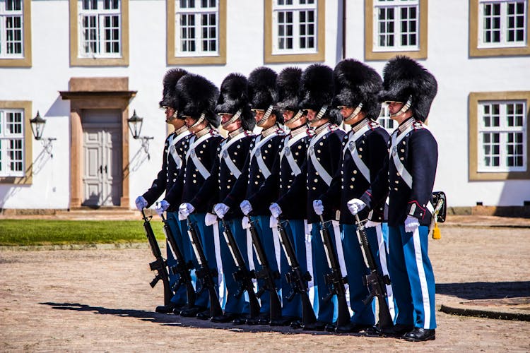 Photograph Of Royal Life Guards Standing In Line