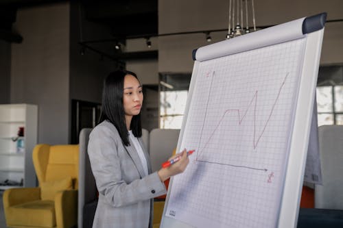 
A Woman Drawing a Graph
