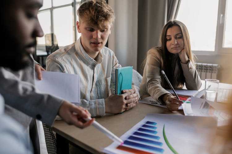 A  Group Of People Having A Meeting In The Office