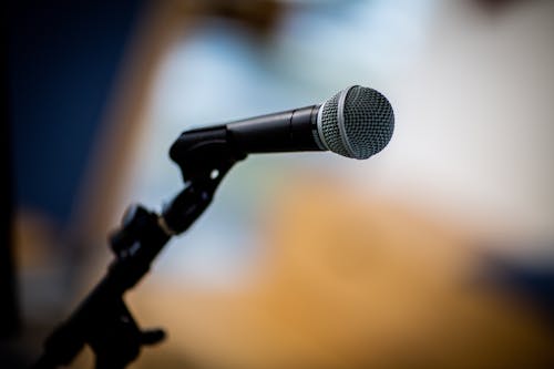 Free Close-Up Shot of a Black Microphone Stock Photo