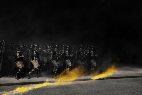 Soldiers Walking in Fire