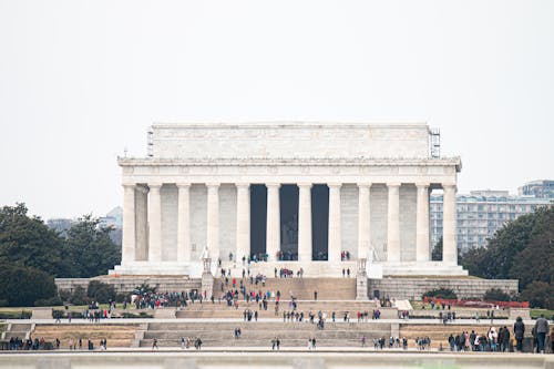 Free People Outside Lincoln Memorial Stock Photo