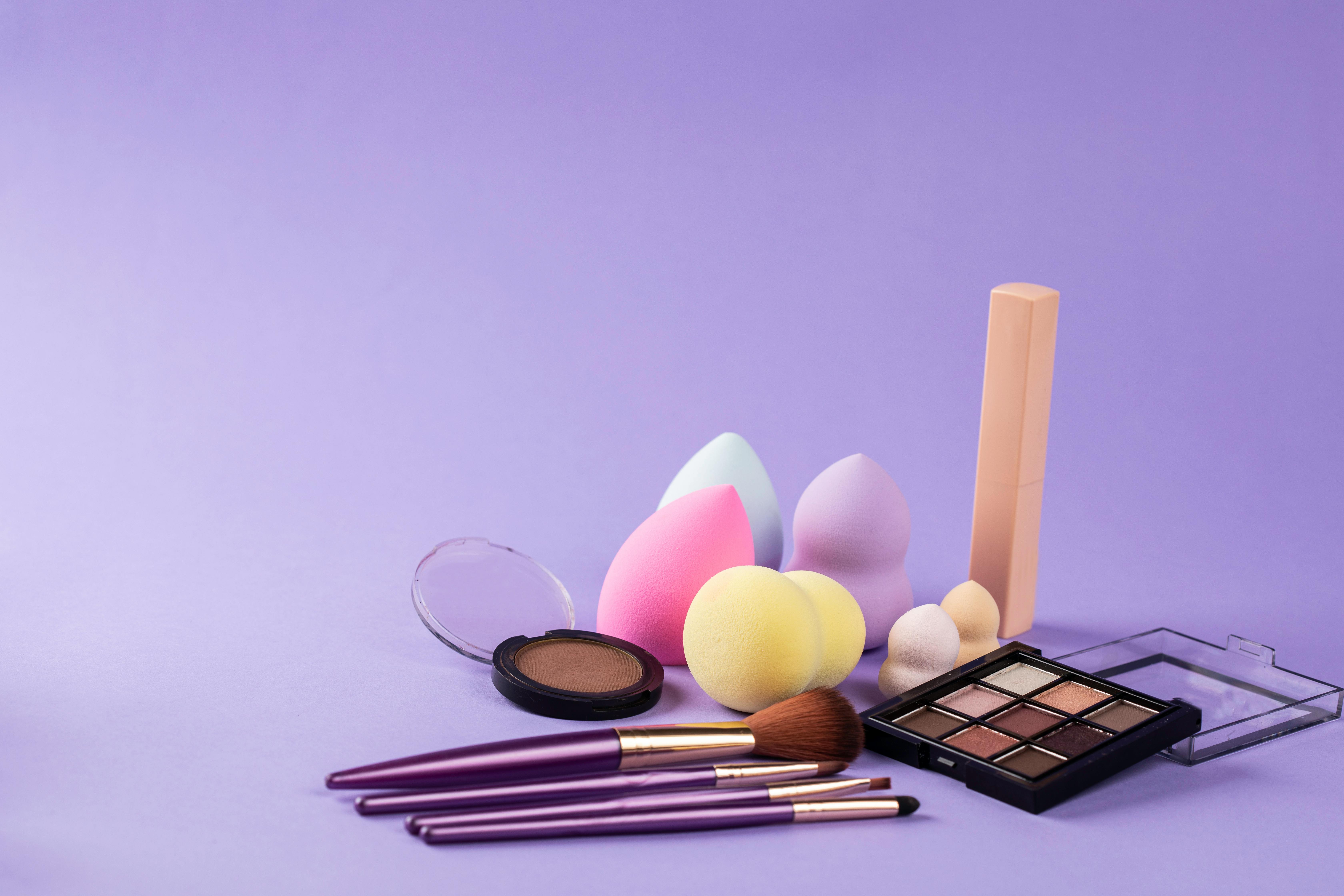 Makeup Tools On Purple Surface Free