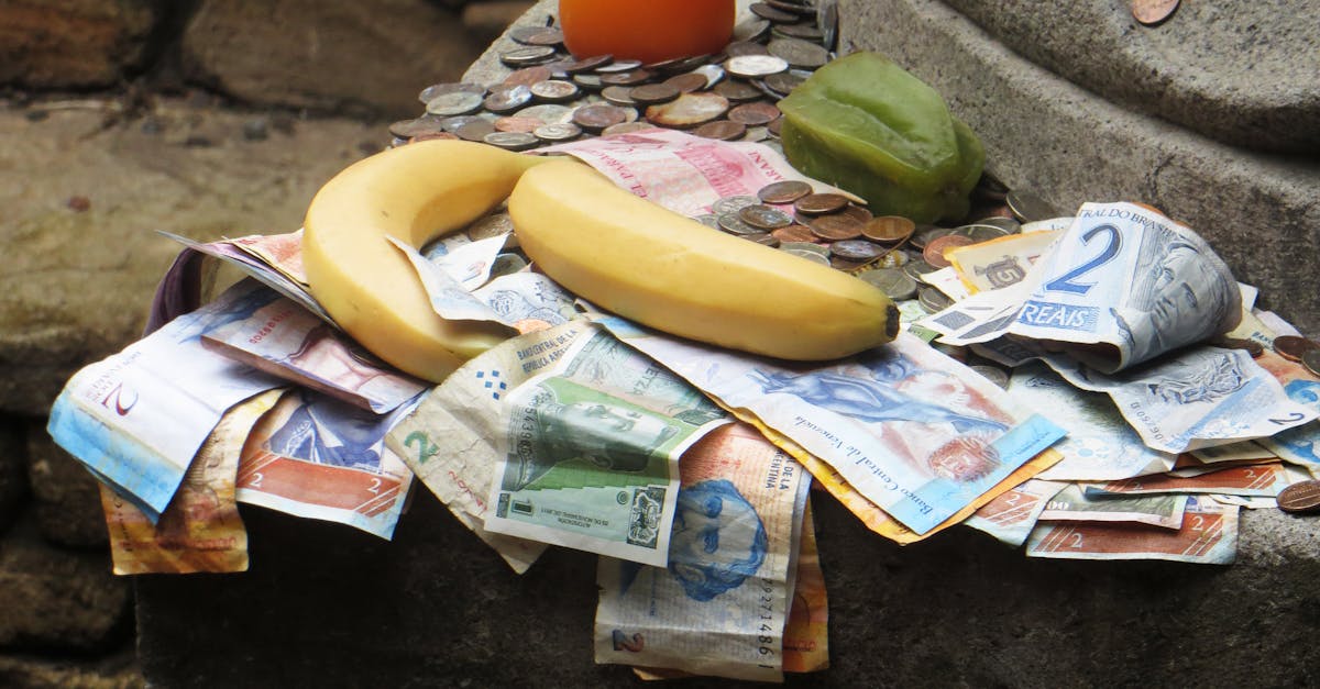 Free stock photo of banana, coins, fruit