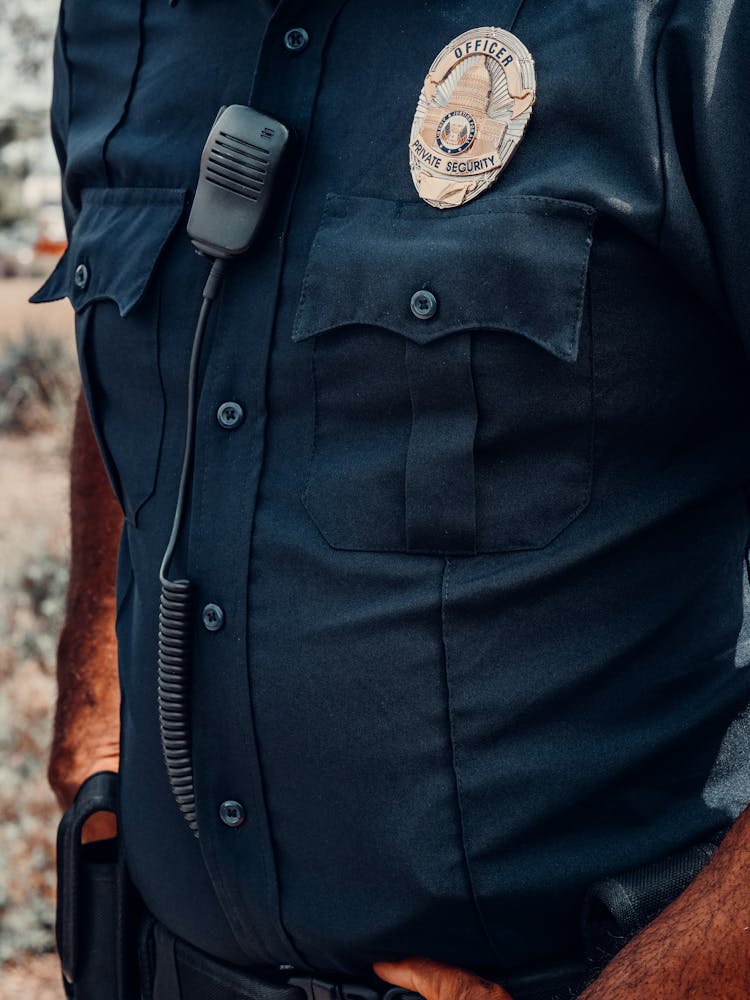 Close-Up Shot Of A Police Officer