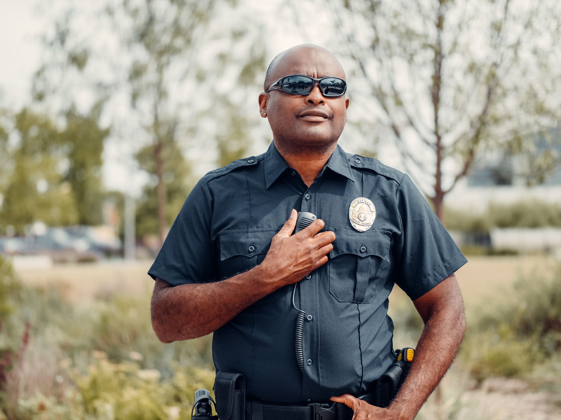 Police officer in uniform on duty