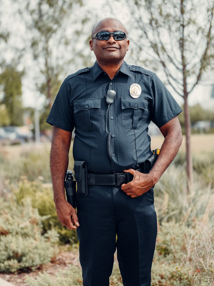 Police Officer Wearing Black Sunglasses