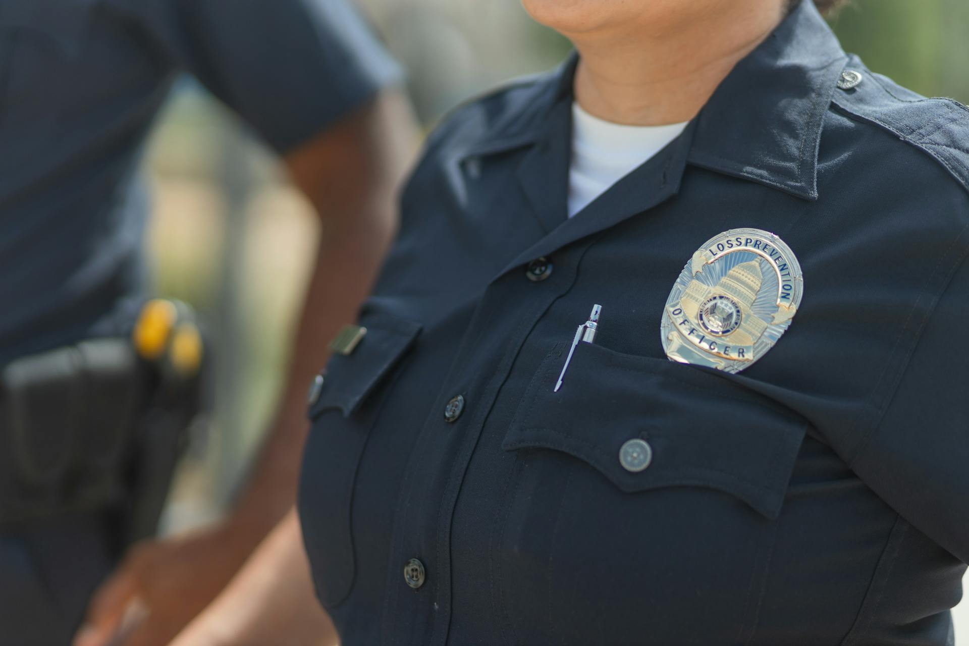 Man in Black Police Uniform