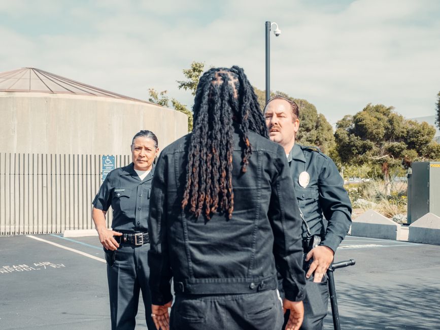 police fight man