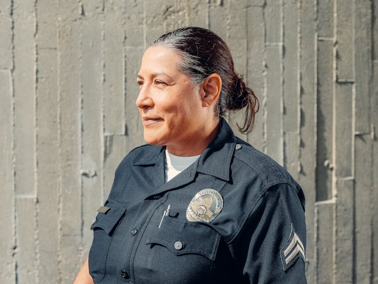 Woman In Black Police Officer Uniform