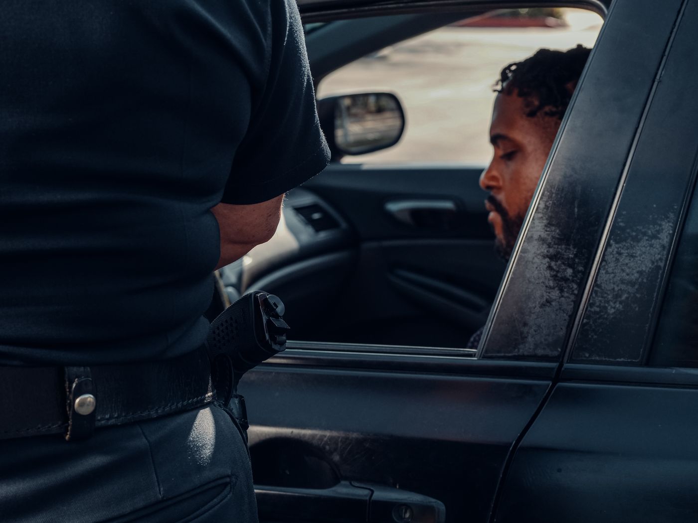 Driver seated during a routine police interaction
