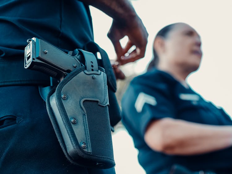 A Police Officer Side Arm In Holster 