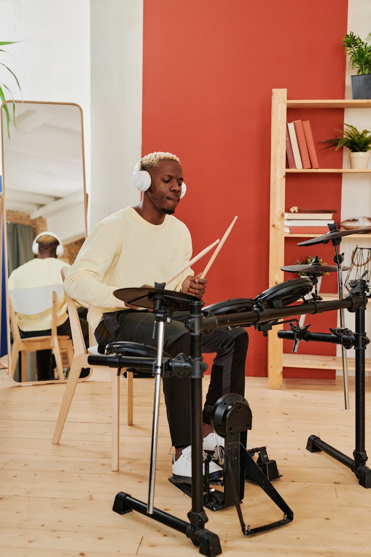 Man Playing Electronic Drums