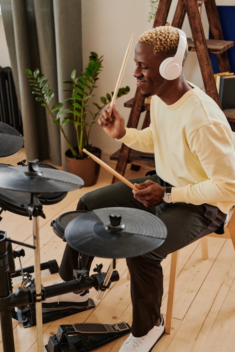 Man Playing Electronic Drums