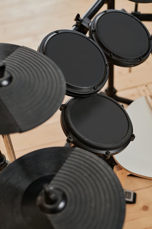 Black Drum Set in Close-up Shot