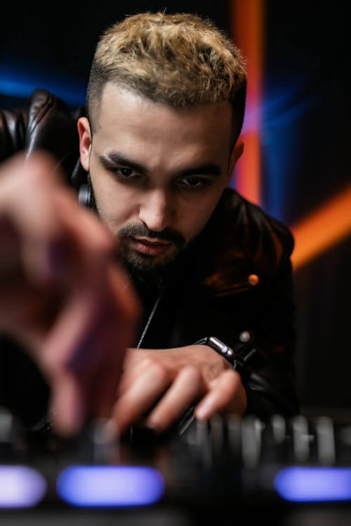 Selective Focus of Man in Leather Jacket 