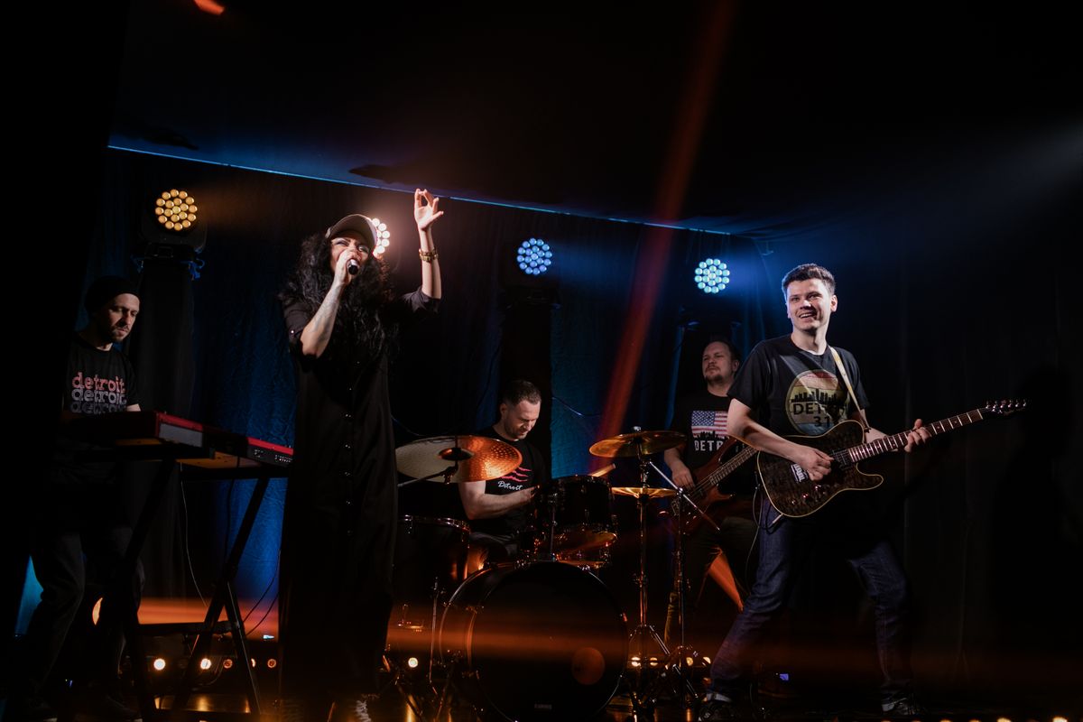 Rock band performing live on stage