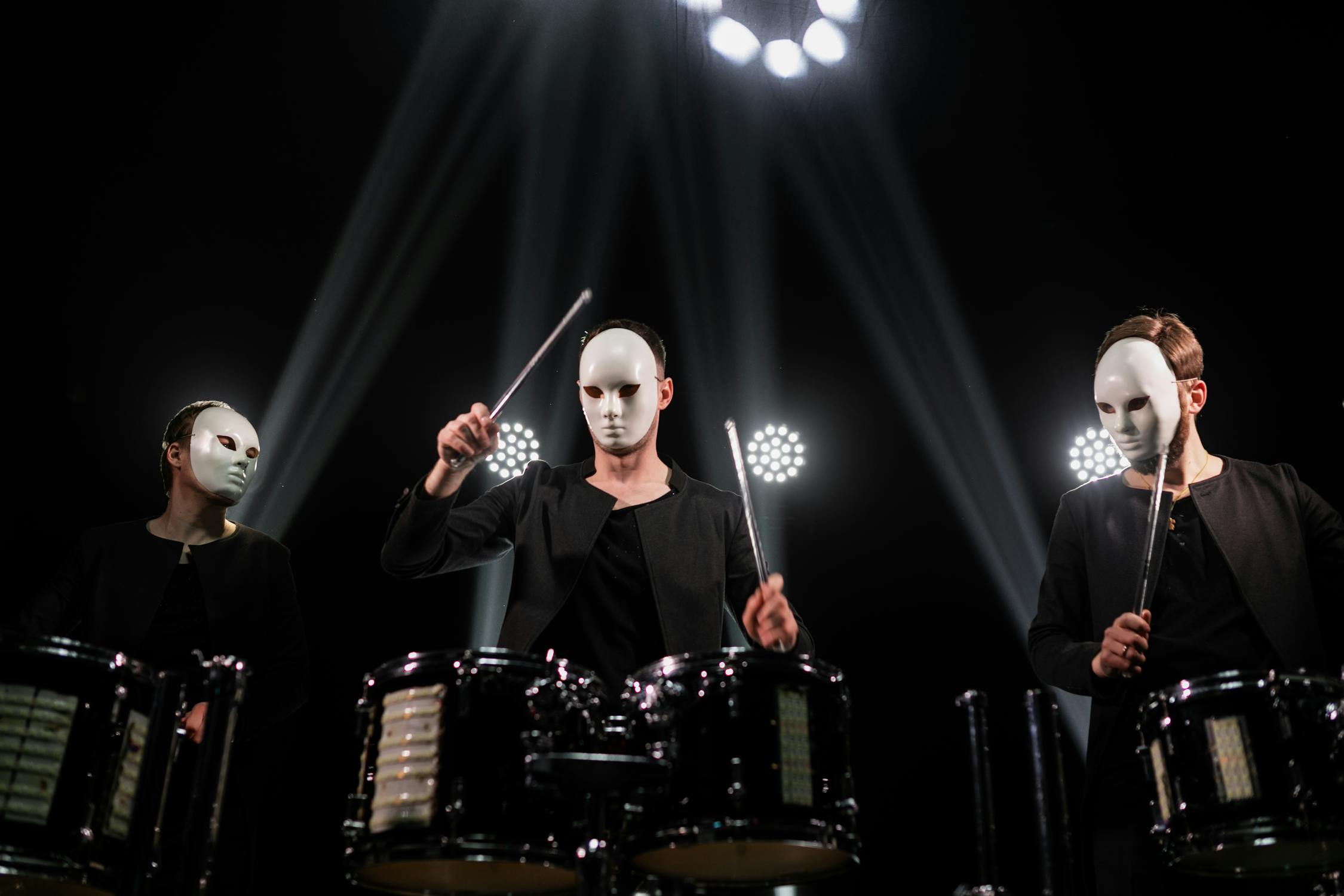 People Wearing Masks Playing Drums · Free Stock Photo