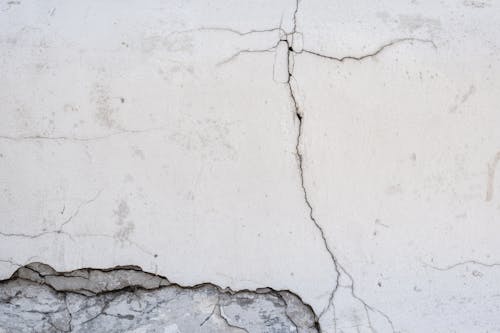 Close-Up Photo of a White Wall with Cracks