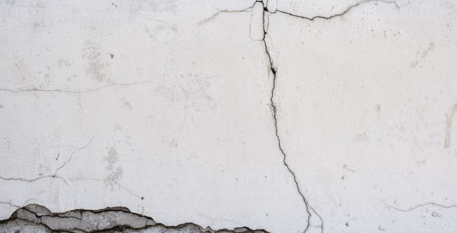 A pale wall surface where a thin mud tube would appear as a raised dirt-coloured line
