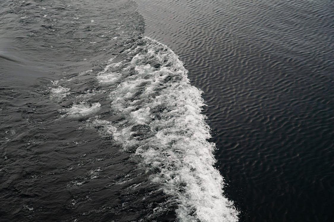 Bird's Eye View of Waves on an Ocean 