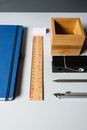 Office Supplies on White Surface