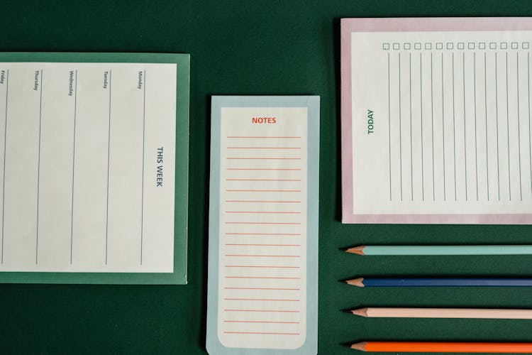 Stationery On Green Background