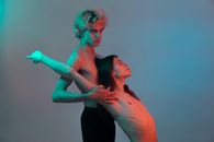 Two Shirtless Men in Ballet Pose