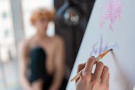 Close Up Shot of a Person Painting with a Paintbrush