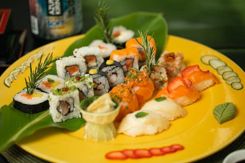 Free A Variety of Sushi on a Plate Stock Photo