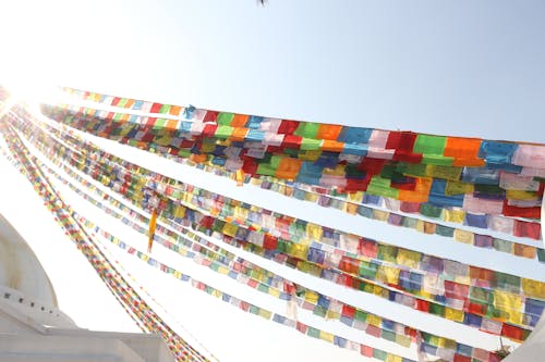 Shallow Focus Photography of Bunting Flags