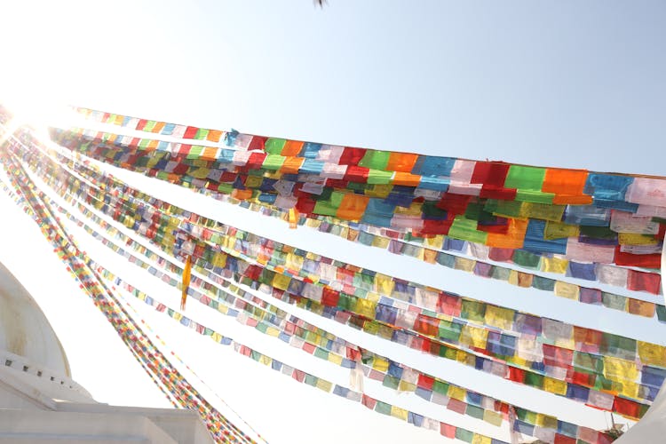 Shallow Focus Photography Of Bunting Flags