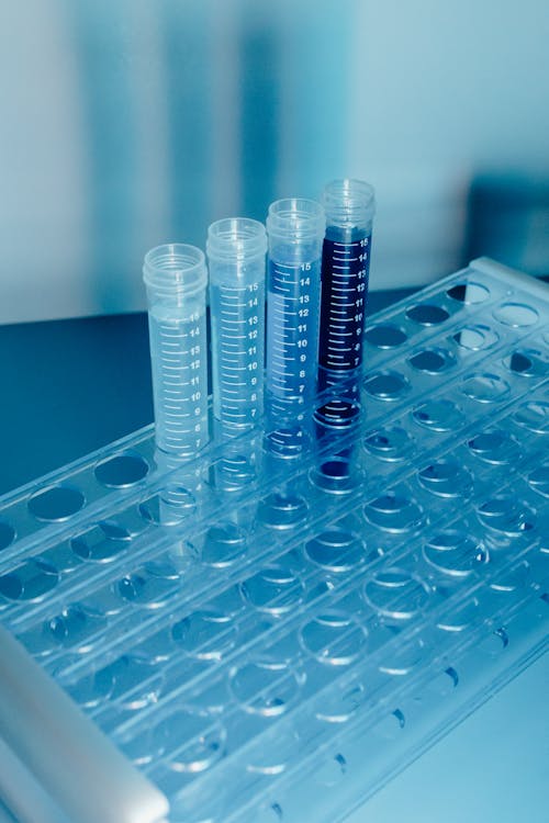 Clear Plastic Container in a Test Tube Rack