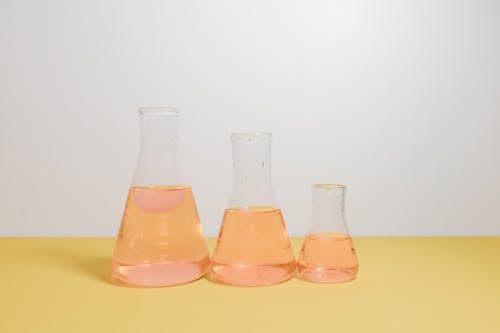 Free Elenmeyer Flasks With Liquid Inside Stock Photo