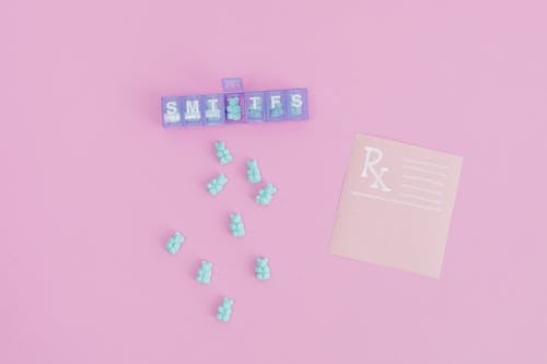 Free Gummy Bears in a Pill Organizer Stock Photo