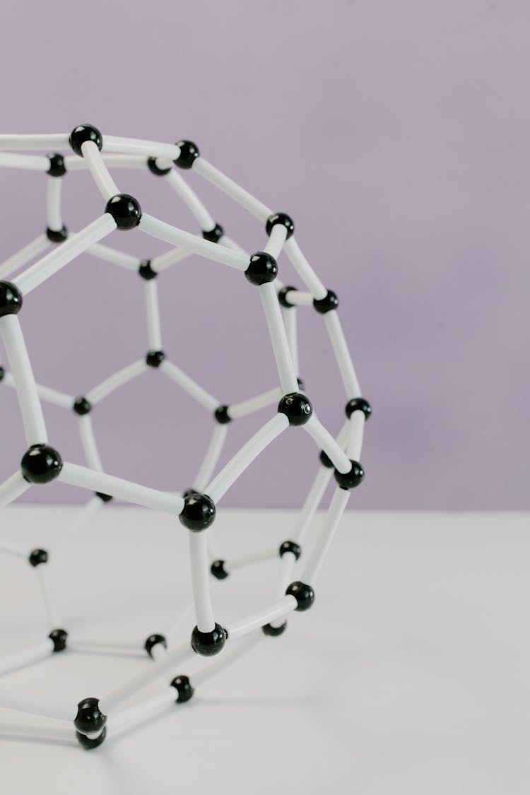 White And Black Molecular Model Made With Plastic