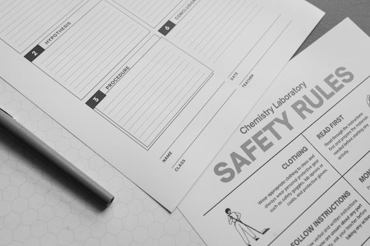 A Diagnosis Form on a Chemistry Laboratory Safety Rules Guidelines

