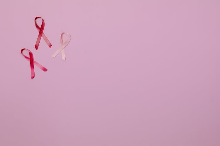 Breast Cancer Pink Ribbons On Pink Background