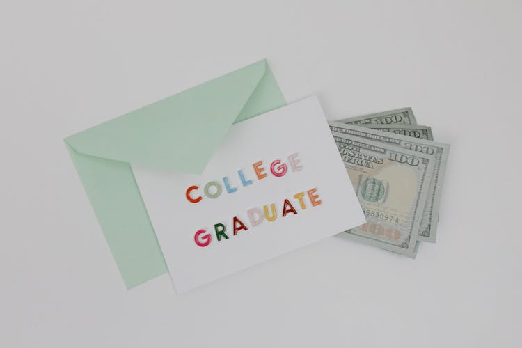 White Greeting Card With Dollar Bills