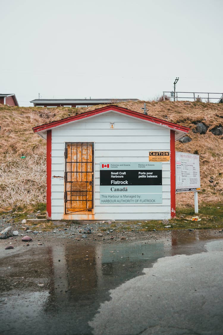 Small House Near Wet Road In Countryside