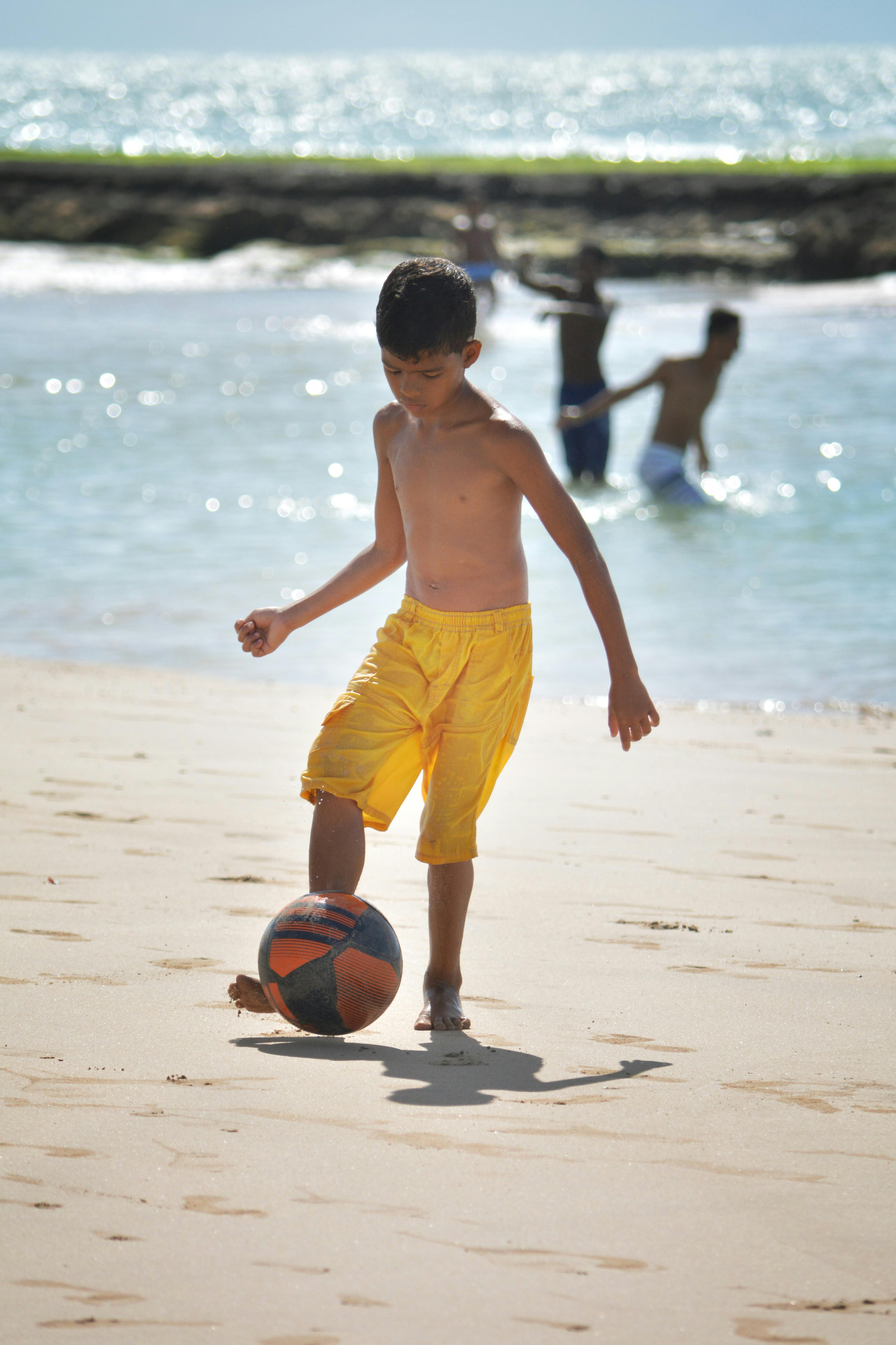 Free stock photo of ball, beach, boy