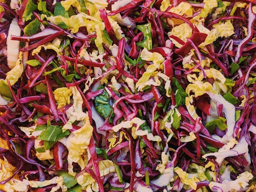 Delicious fresh salad with shredded cabbage