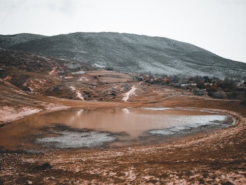 Brown Lake Near a Mountain