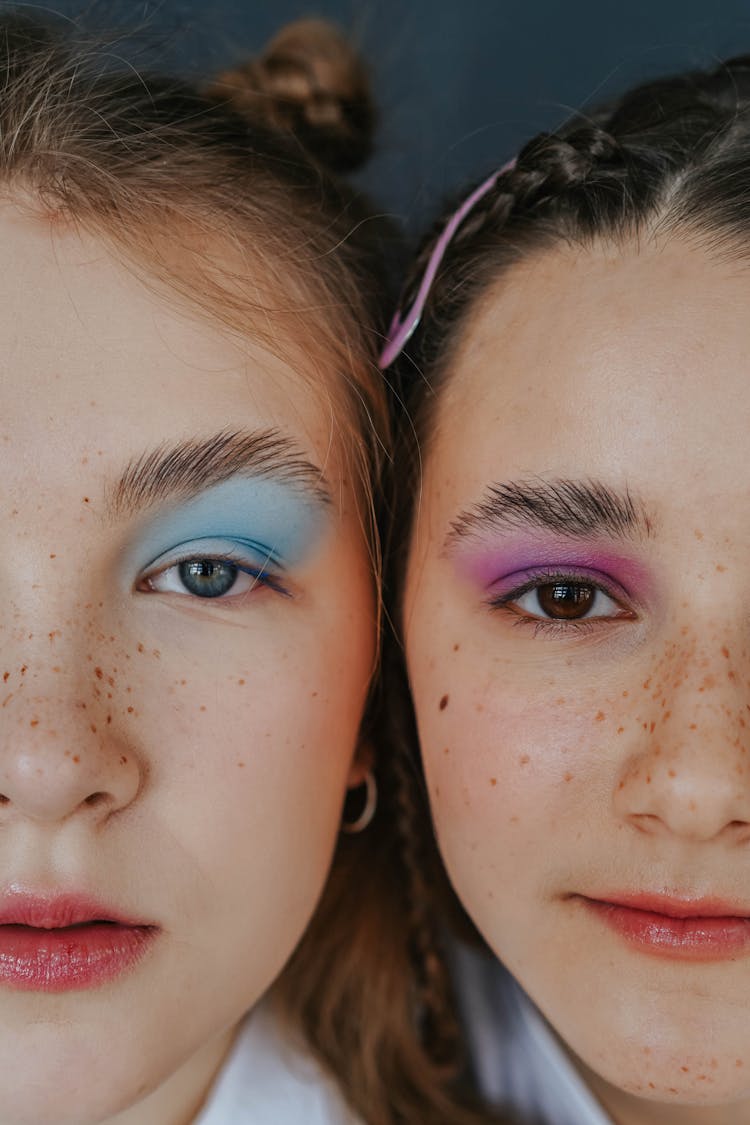 Women With Bushy Eyebrows And Colorful Eyeshadow