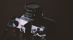 A Black and Silver Asahi Pentax Camera in Close-up